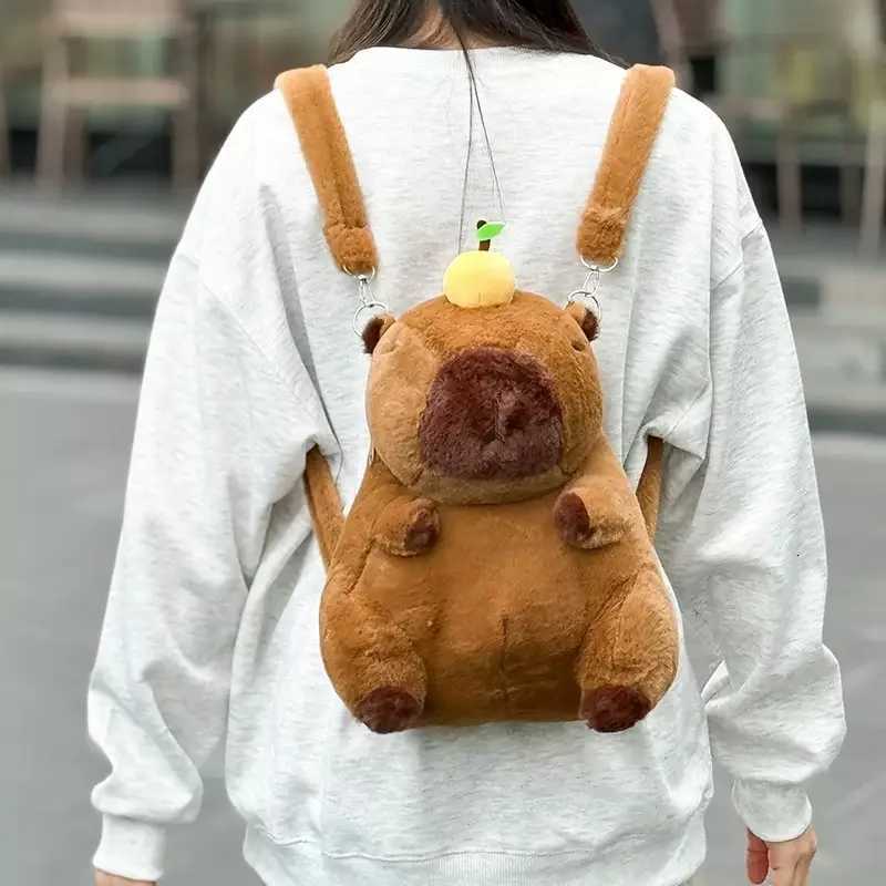 Kawaii Capybara Plush Backpack for Women Versatile Cartoon Funny Capibala Crossbody Bag Large Capacity Tote Bag XJ250814