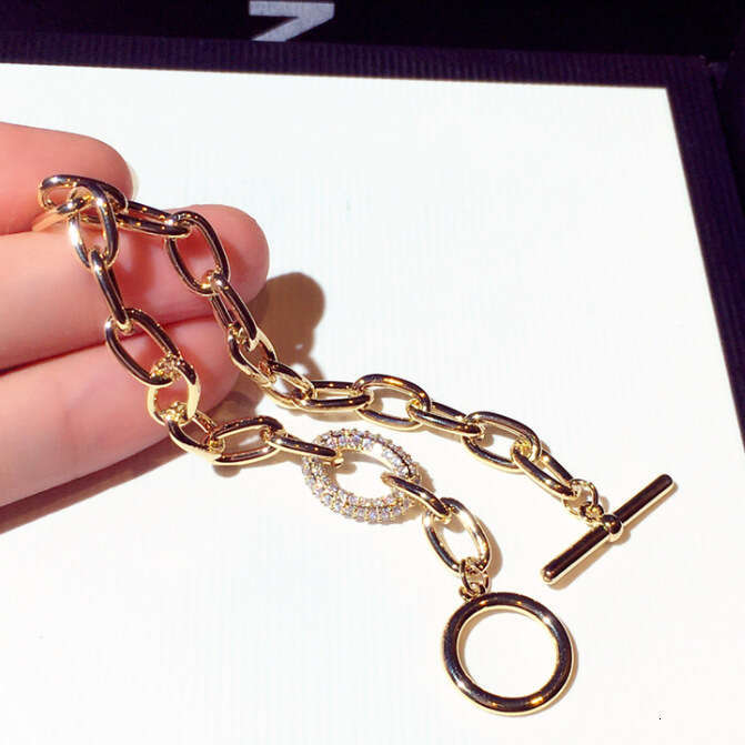 New Fashion Design Korean Japanese Style Thick Bracelet with Zircon Inlay and Buckle, Elegant Versatile Bangle Jewelry for Women S00316