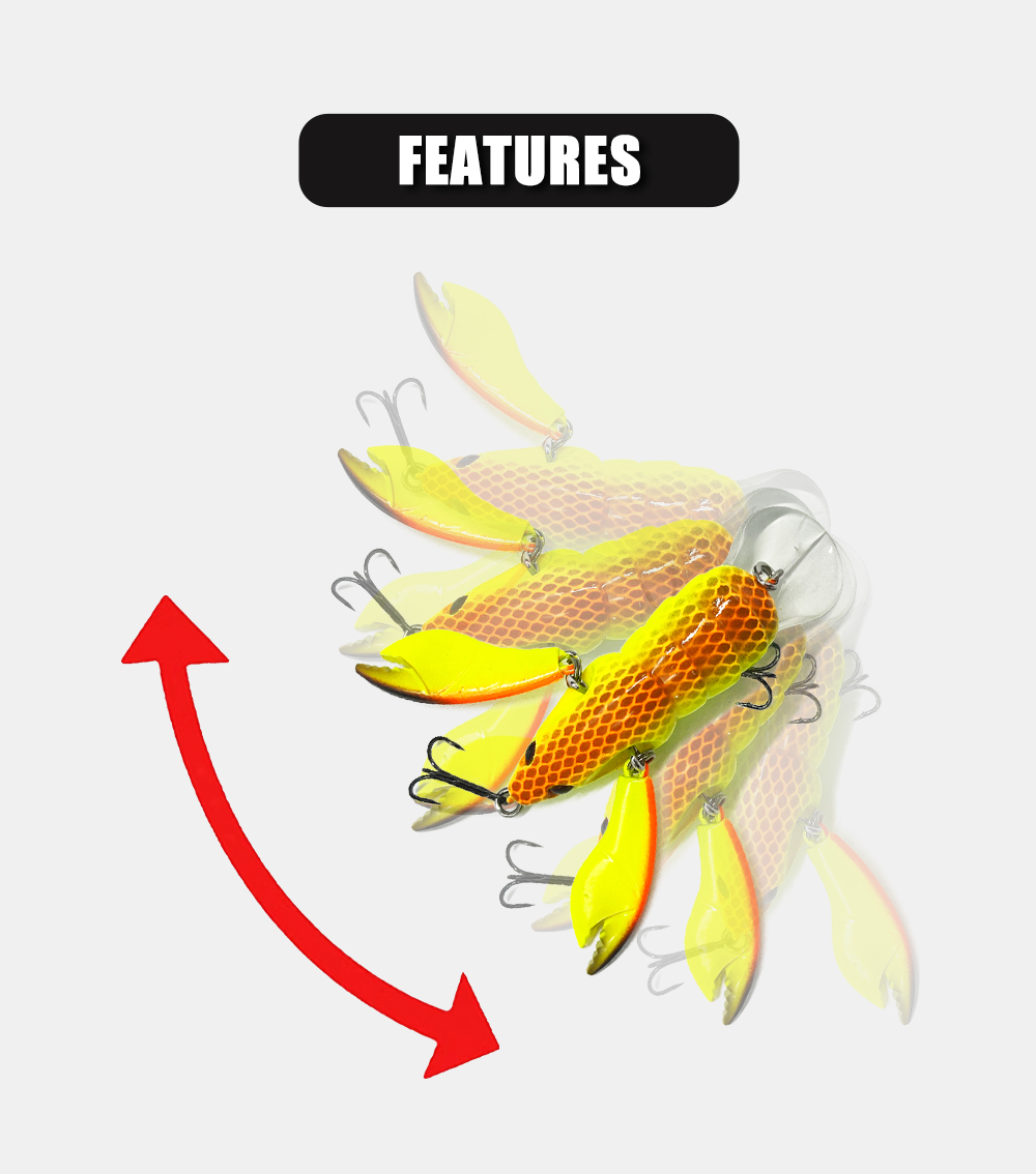 Seasky Crazy Crawfish Lobster Shrimp ABS Freshwater Fishing Lure with Dual Claws