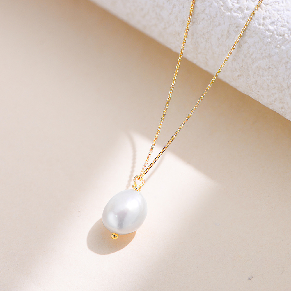 S Pure Sier Simple Natural Baroque Freshwater Pearl Necklace for Women Light Niche High-end Clavicle Chain Jewelry for Women