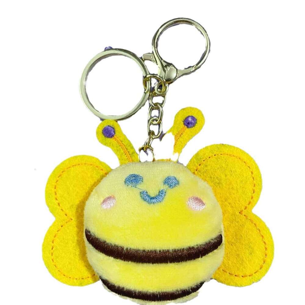 Cartoon Plush Cute Little Bee Keychain Doll Pendant Clothing Bag Accessories Brooch Decoration