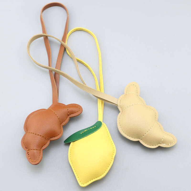 DIY Jewelry Ins Cartoon PU Leather Lanyard Baguette Lemon Keychain Bag Accessories Pendant