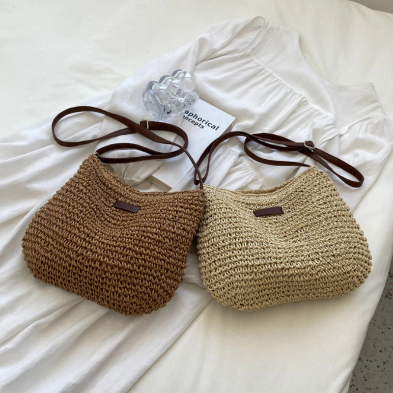 Straw Knitted Purses and Handbags Women Shoulder Bag Straw Woven Side Bag for Ladies Handbag Beach Bag Crossbody Bags for Women250813
