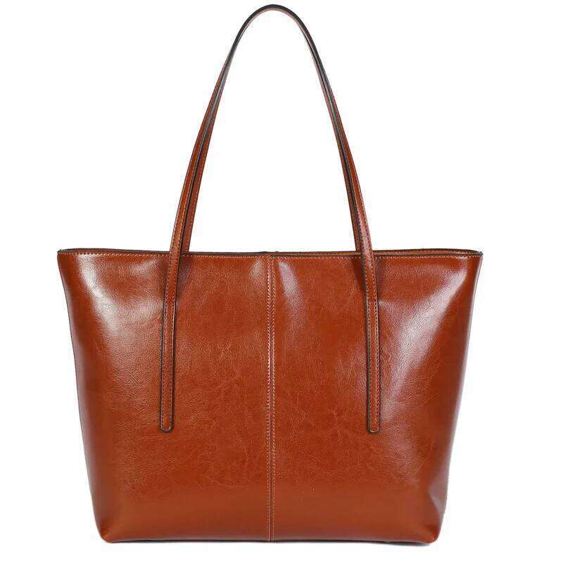 Genuine Leather Women s Large Capacity Tote Bag Fashion High quality Cowhide hand shoulder Commuter shopping bag