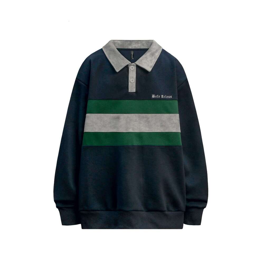 American Vintage Patchwork Sweatshirt Set Couple Trendy Loose Color-Block Sports Style Unisex Polo Shirt Jacket B5