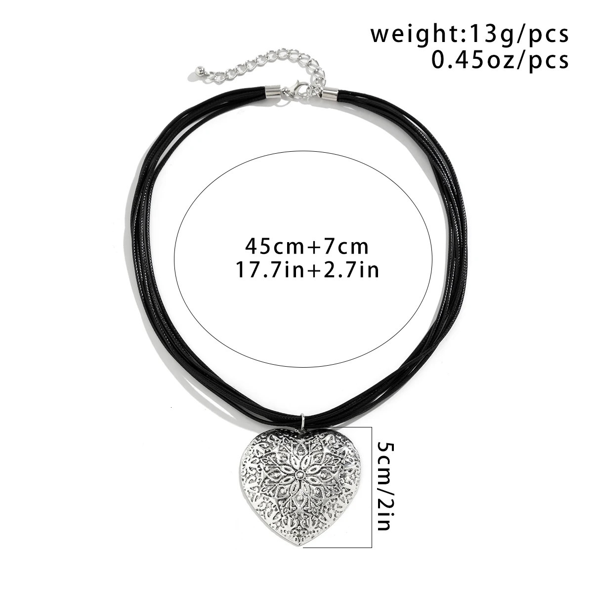 Layered Black Rope Chains with Big Heart Pendants Necklace for Women Punk Trendy Accessories on Neck Fashion Jewelry Female 250812