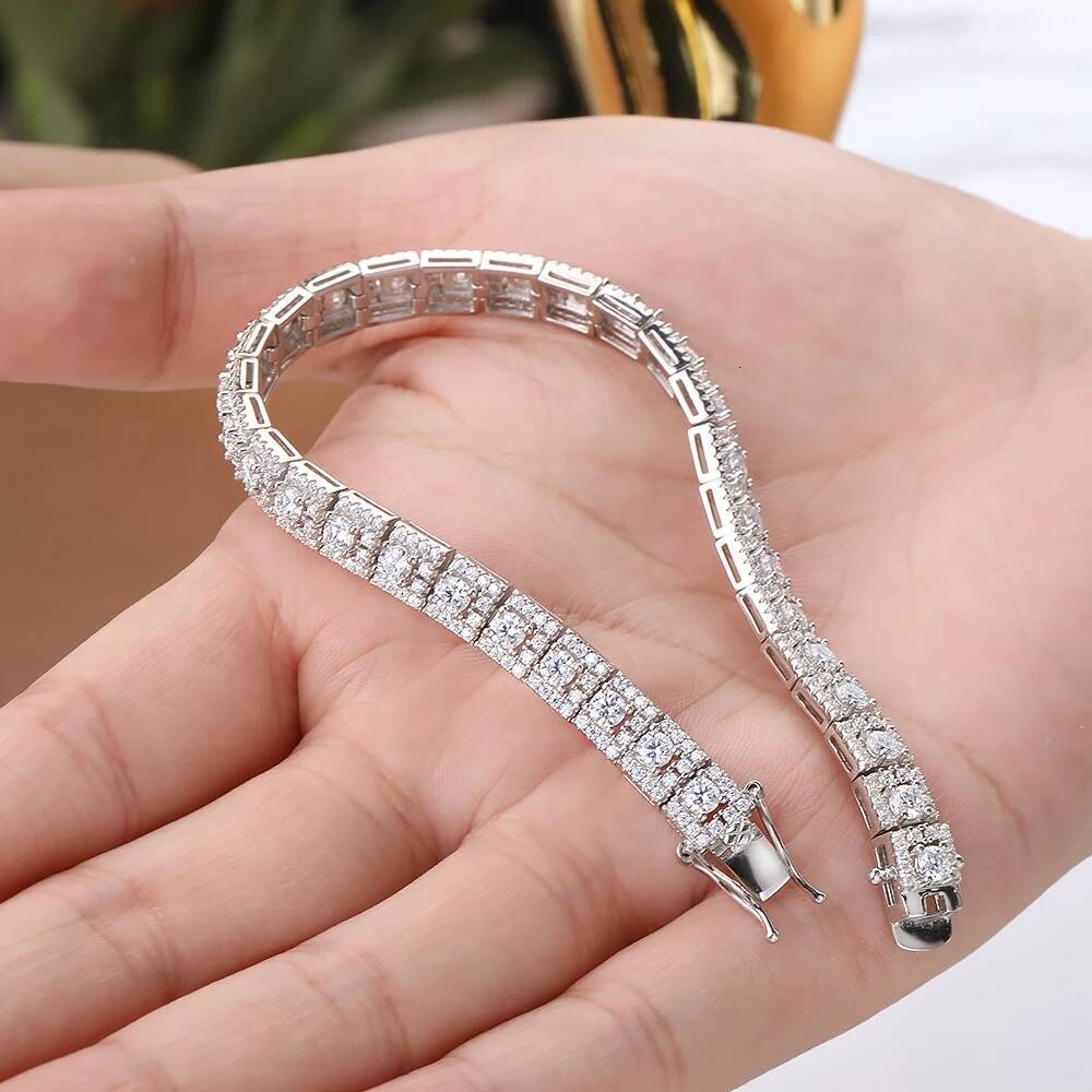 BXINY All Moissanite Bracelets 100% S925 Silver GRA Certified Lab Diamonds for Women Men Engagement Wedding Luxury Jewelry Gifts