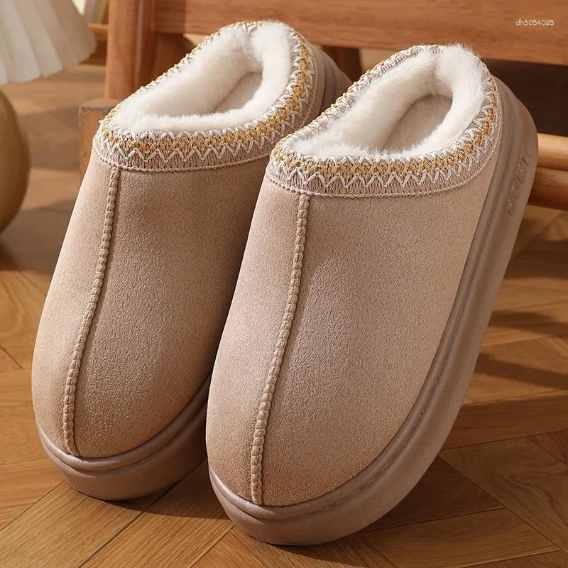 Slippers Fashion Fluffy Platform For Women 2025 Winter Plush Warm Cotton Shoes Woman Comfort Non Slip Unisex Home