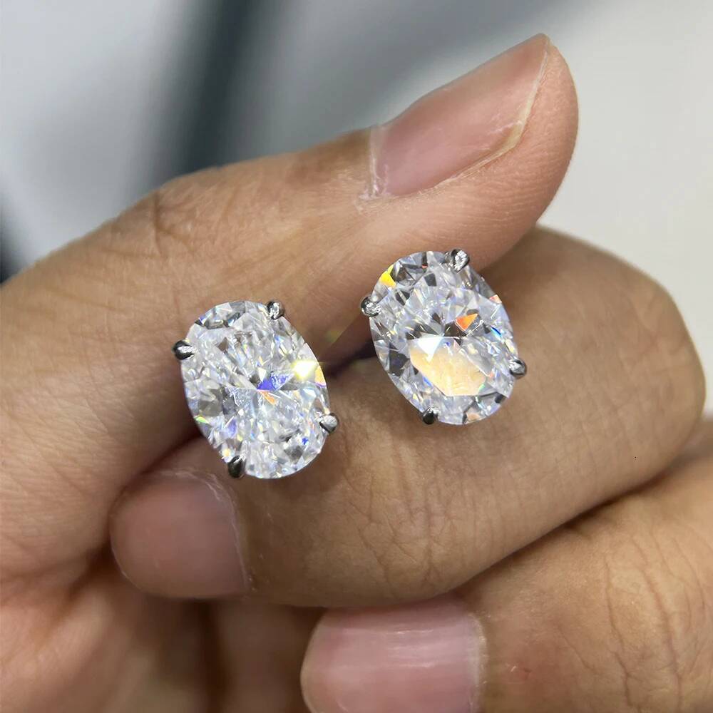 BXINY 1-4Carat Oval Cut Moissanite Stud Earrings S925 Silver GRA Certified Diamomd Ear Studs for Women Wedding Gift Fine Jewelry