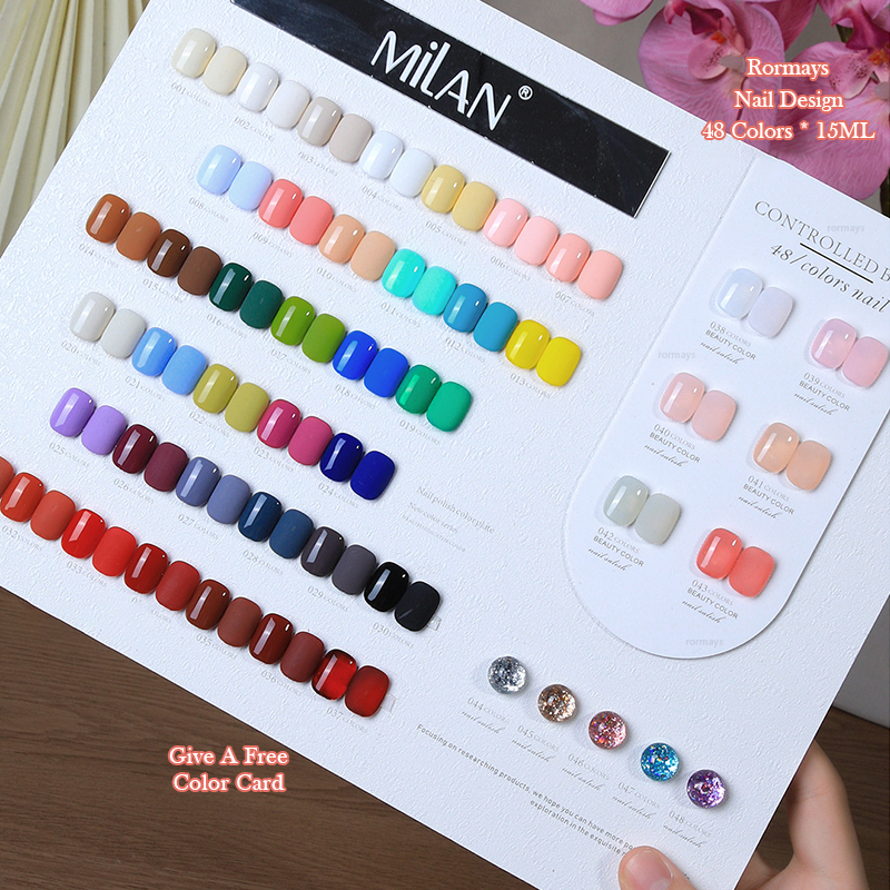 Rormays Whitening gel Polishing 48PCS Mixed Varnish Semi Permanent Shining UV LED Brick Solid Color Nail Glue Salon Primer Finish Nail Glue Wholesale 