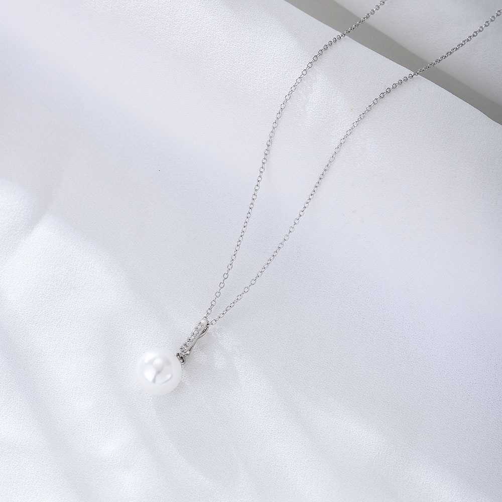Simple Fashion Zircon Pendant Accessories Pure Sier Pearl Necklace for Women Ins Collarbone Neck Chain Jewelry Jewelry for Women