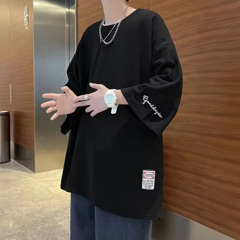 High-end Sensible Mens T-shirt Short Sleeves Ice Silk Stylish American Style Quarter Sleeve Summer Cool T-shirt 250813