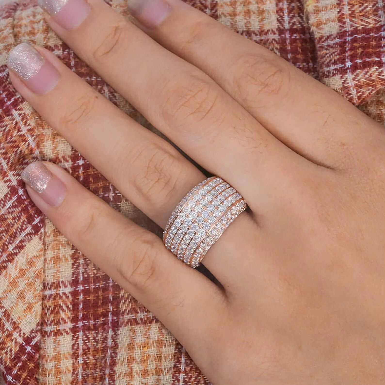 Men's 10K 14K Gold Hip Hop Trend Ring VVS Lab Grown Full Dia Rounded Alphabet for Weddings Costume Jewelry