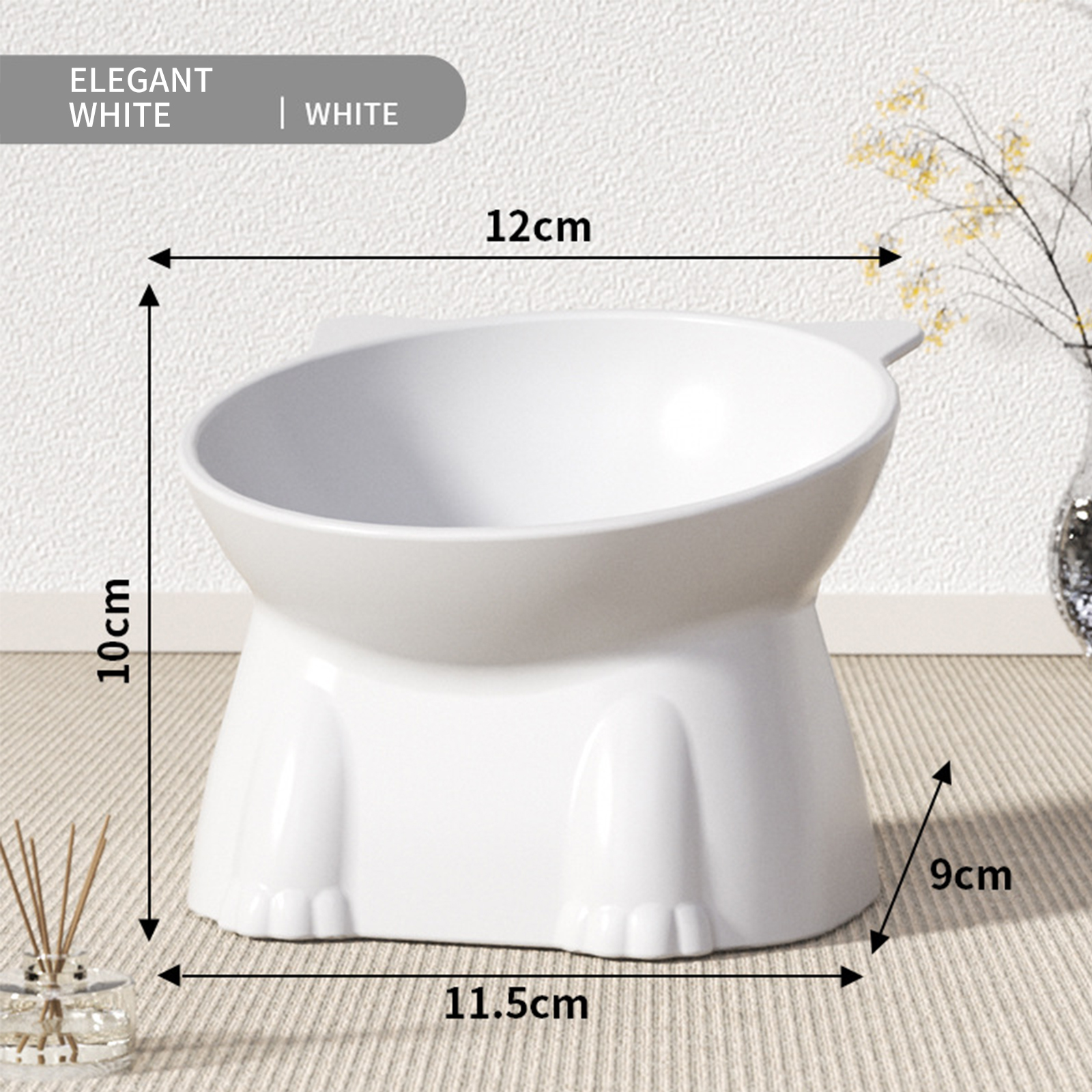 Large capacity cat food bowl plastic cat bowl high footed bowl slanted mouth neck protection cat rice bowl anti spill pet water bowl