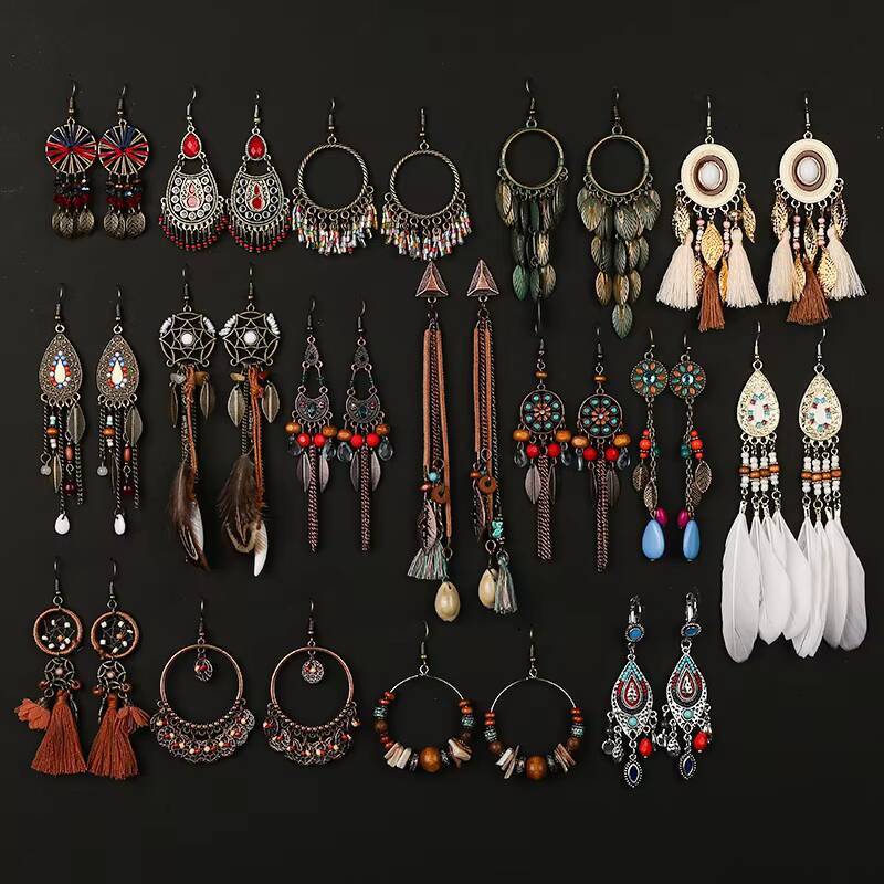 Bohemian Tribal Ethnic Long Tassel Earrings Holiday Travel Accessories Hanging Rope