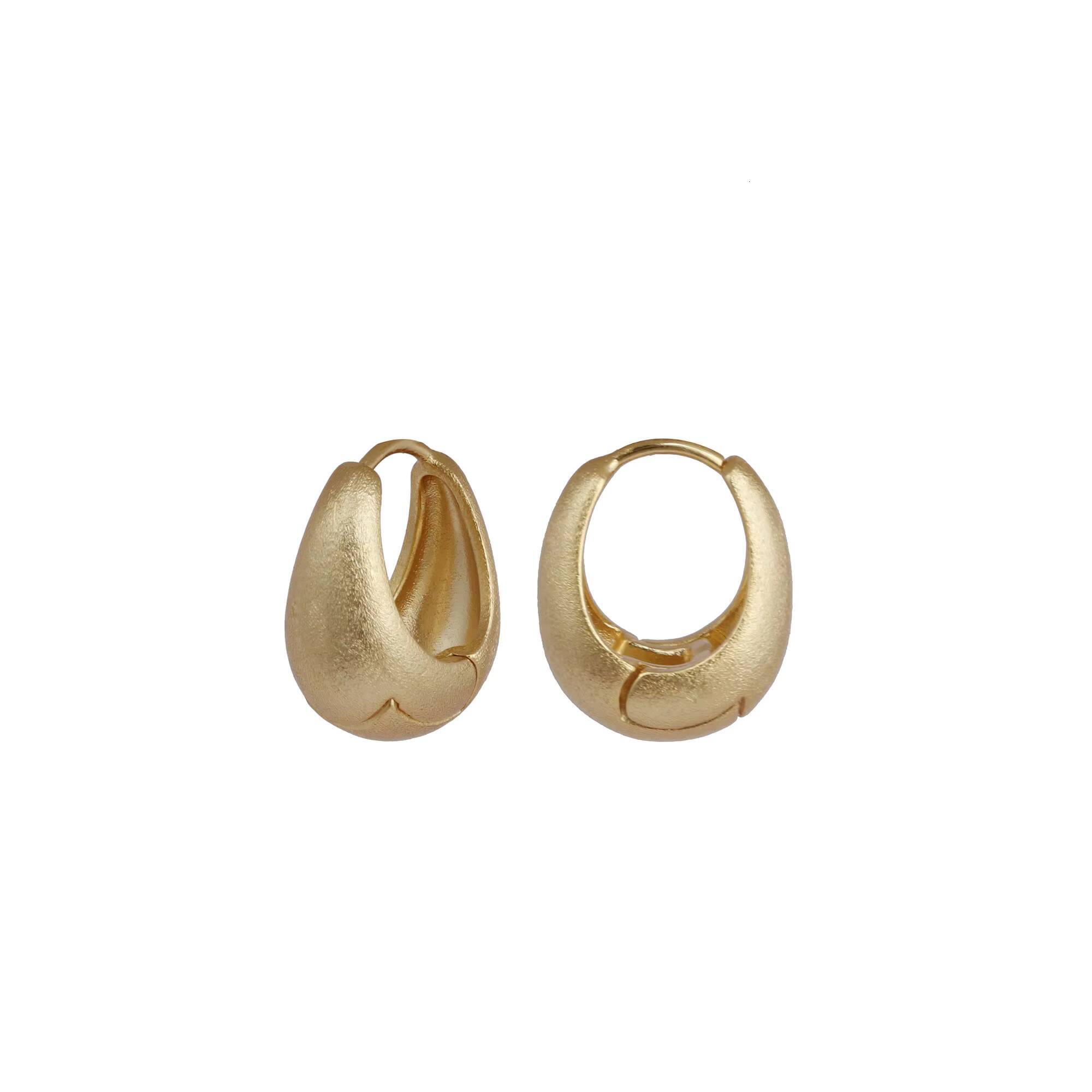 Hammered Design Twisted Link Designer Hoop Gold-Plated Fashion Exaggerated Earrings