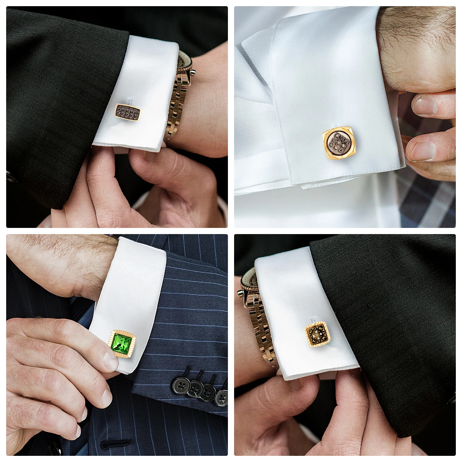 Cufflinks Man Shirt French Cufflinks For Mens Wedding Sleeve Button Square Cuff Button Men Cuff-link Tie Clip Gold-plated 250812