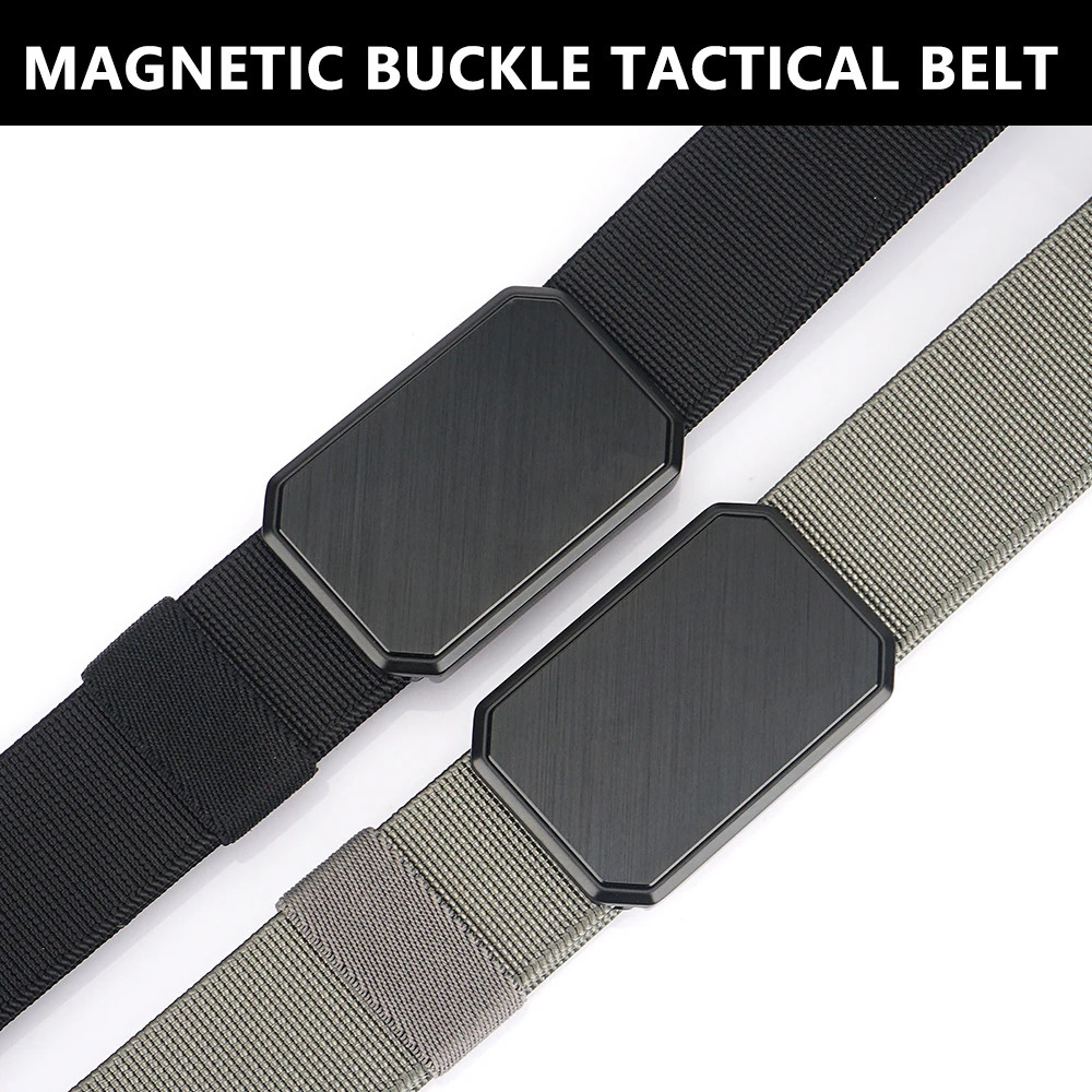 TUSHI magnetism Alloy Quick Release Pluggable Buckle Elastic Belts For Men Durable Tactical Belt Cowboy Outdoor Belt Hunting 250814
