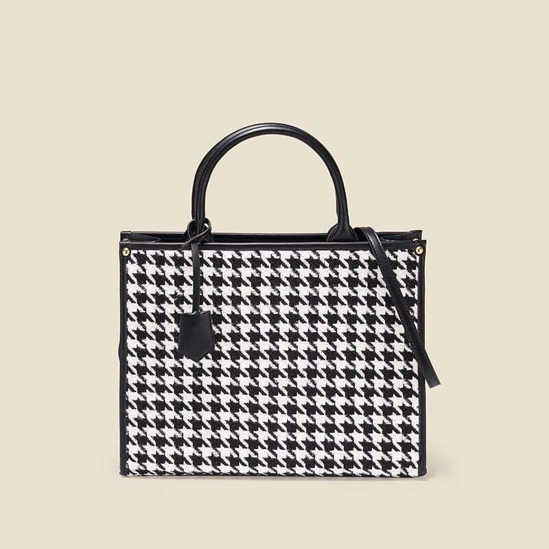 2024 New Large Capacity Women's Fashion Trend Thousand Bird Grid Single Shoulder Crossbody Leisure Commuter Tote Bag