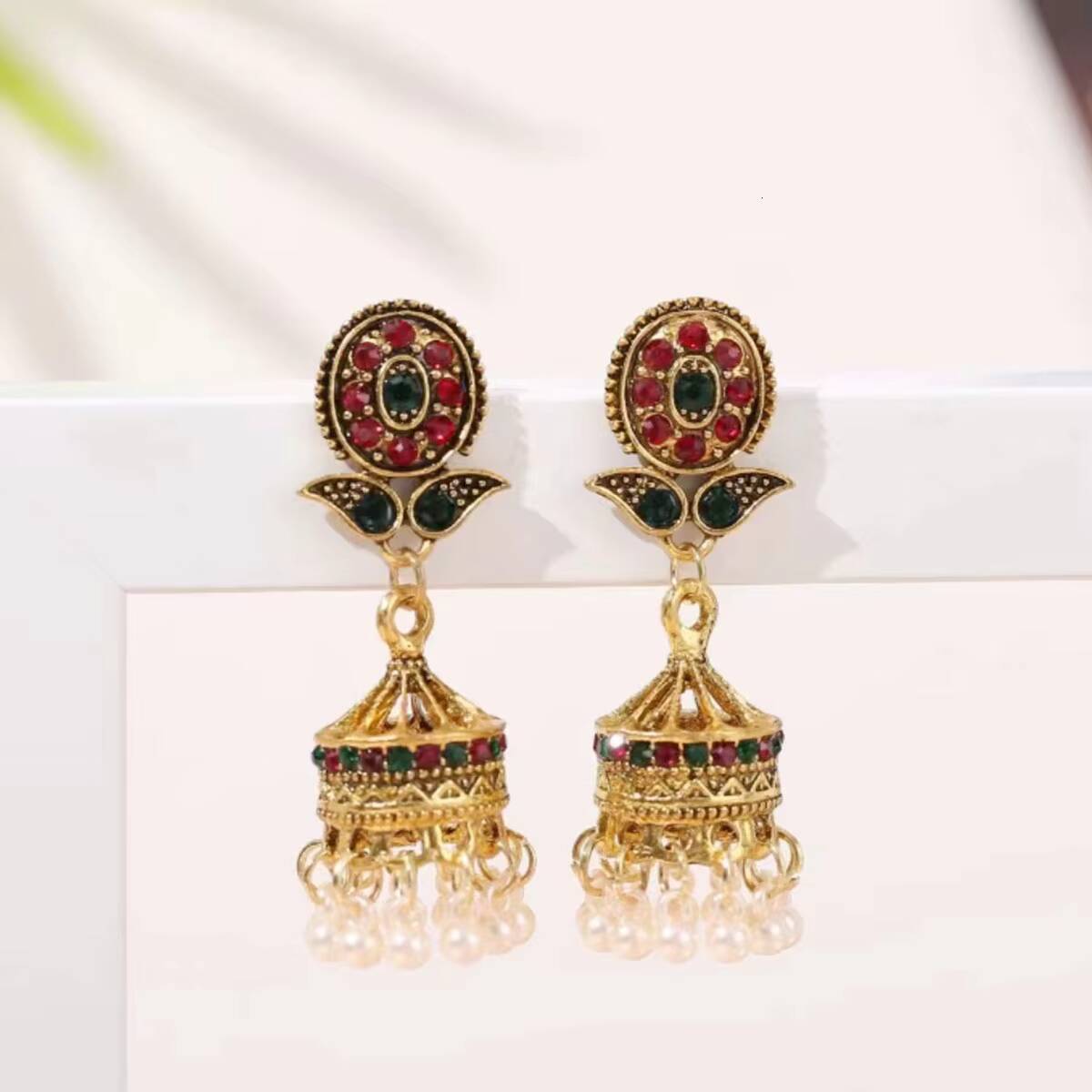 2025 Indian female fashion alloy tassel pendant earrings exaggerated ethnic style gift