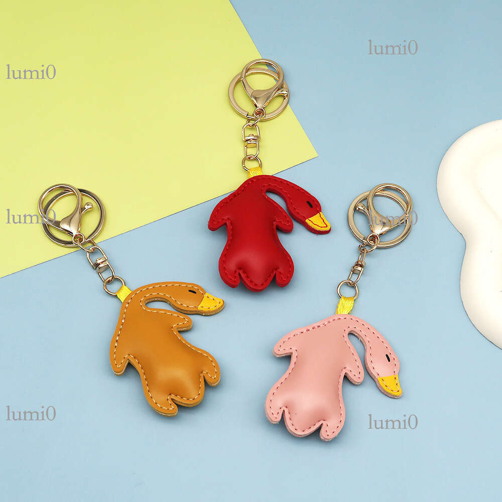Creative Roast Leather Bag Cartoon Animal Duck Personalized Couple Car Keychain Pendant