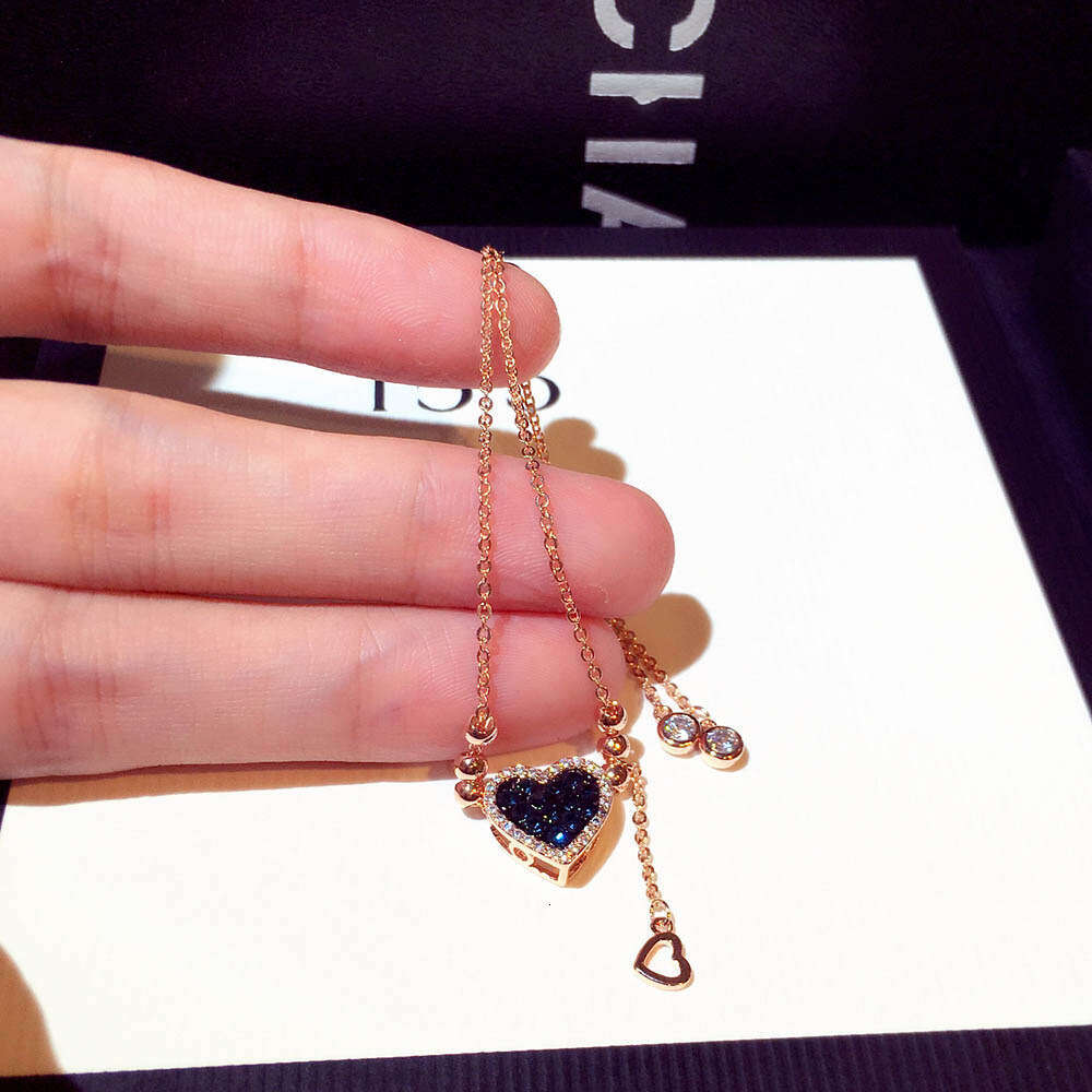 New Fashion Korean and Japanese Style with Blue Crystal Heart Pull Rope Elegant Bracelet Jewelry for Women S00301