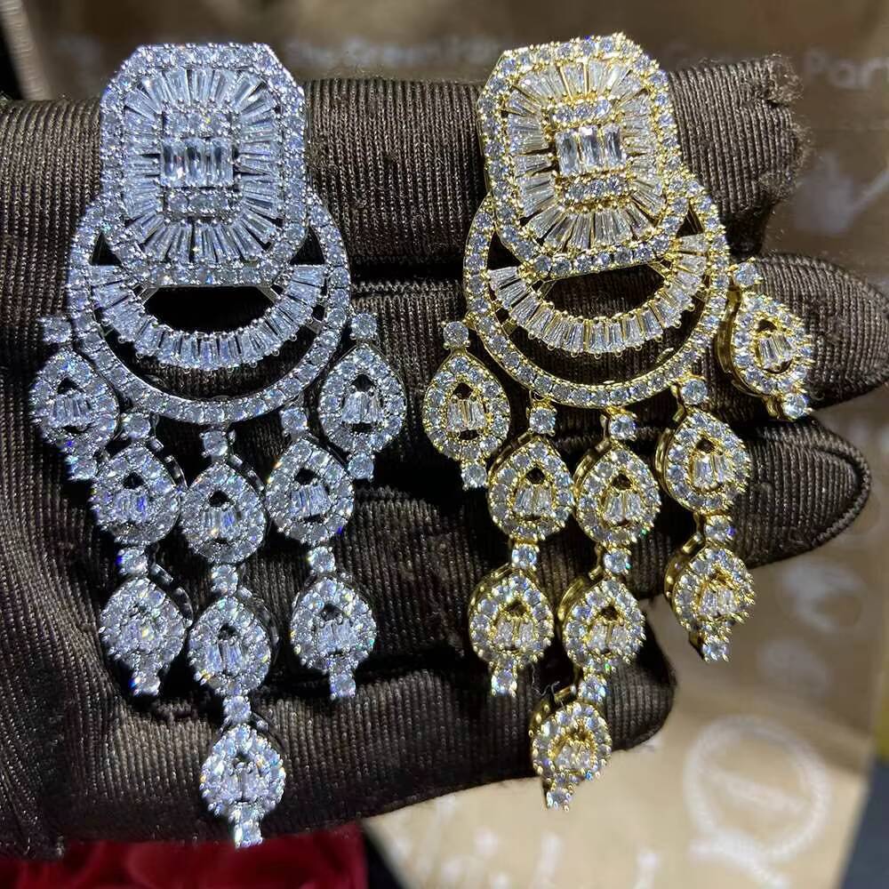 HIBRIDE Large Water Drop Exaggerated Earrings for Women Full Micro Pave Zirconia Wedding Party Jewelry Bijoux E-747