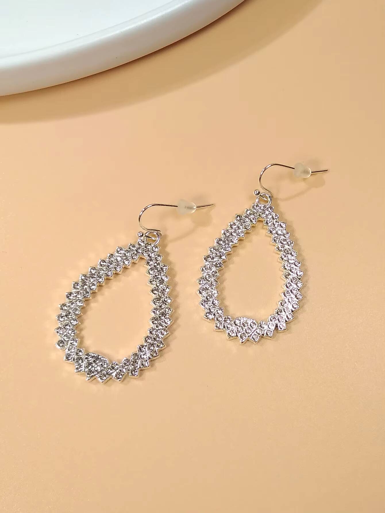 Fashionable Large Earrings, Exaggerated Hollow Women's Brooch-shaped Pendant, Double-layer Rhinestone Earrings