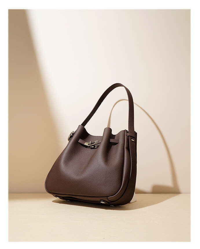 Vintage Versatile Comm Bolso tipo cubo cuero vaca para mujer, informal, gama alta, elegante, de un solo hombro ute