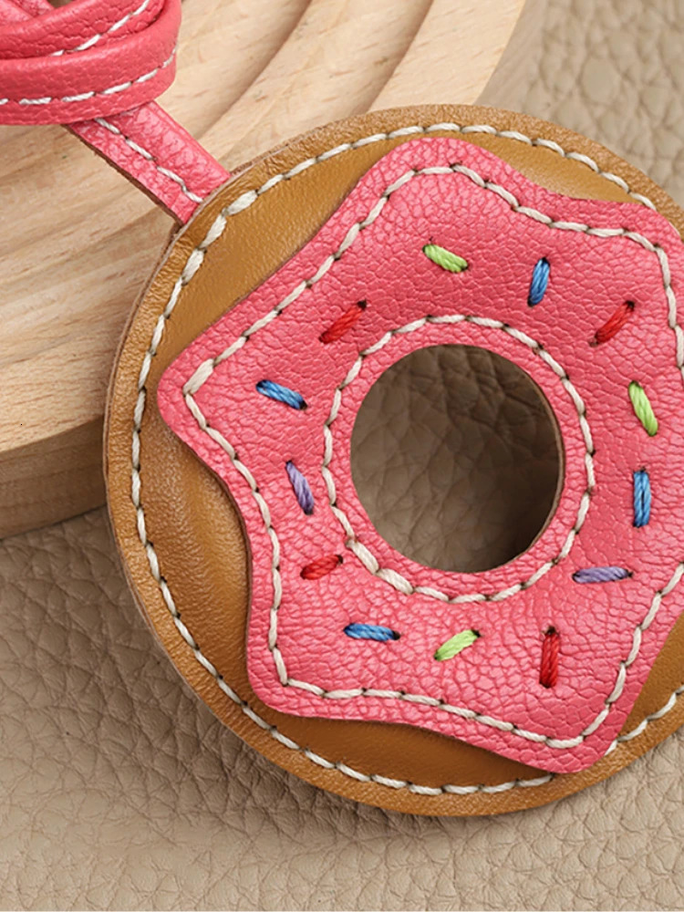 Handmade Donut Bag Pendant Genuine Leather Bags Keychain for Handbags Interesting Stylish Bag Accessories 250813