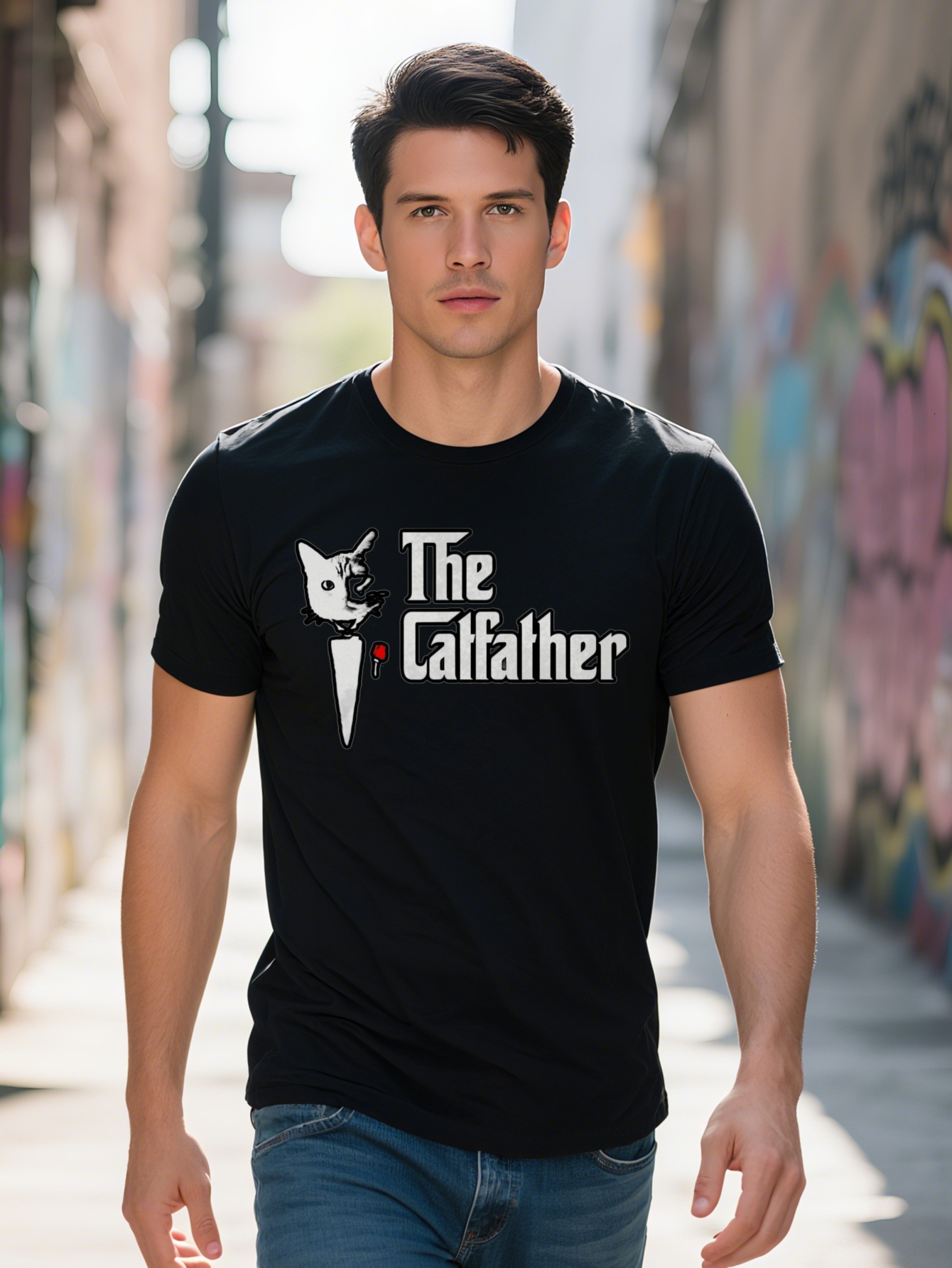 Men s The Father Graphic Tee Casual Black Short Sleeve T Shirt with White Red Print Perfect Summer Gift for Him
