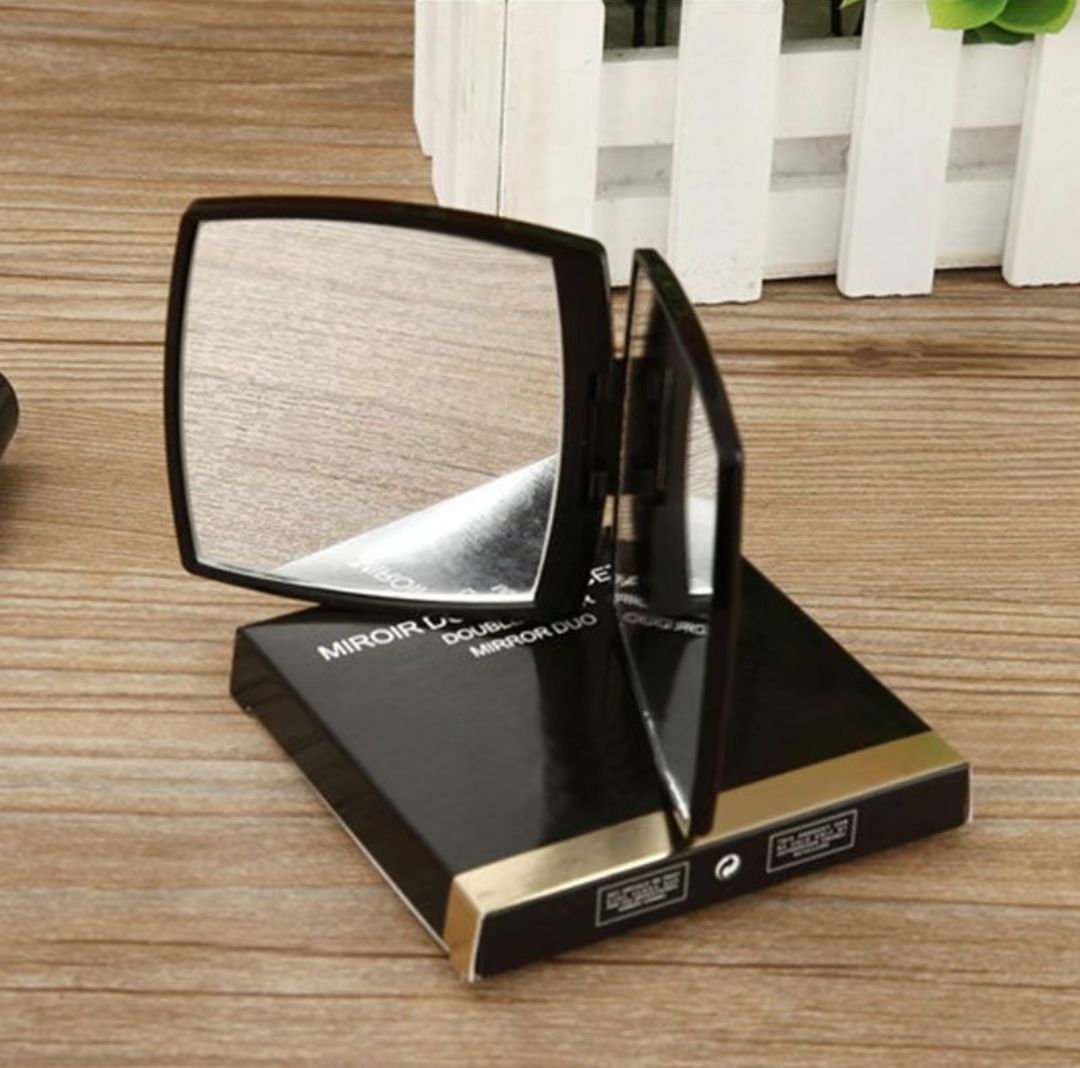2026 New Compact Folding Makeup Mirror Women Fashion Designer Black Portable Smooth Double-Sided Cosmetic Mirrors Mini Travel Make Up Tools