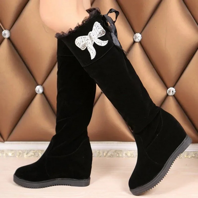 Knee High Shaft Shoes Woman 2025 Spring Autumn Lace Long Boots for Women Footwear Pu Gyaru Boot Quality On Offer Demi-season 250812