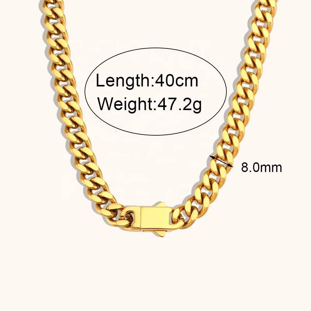 Wholesale Stainless Steel Jewelry Set 18k Pvd Gold Plated Icy Cuban Link Necklace and Bracelet