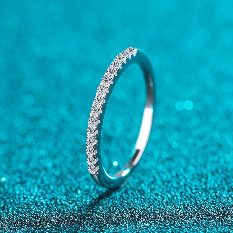 KNOBSPIN 2mm D Color Moissanite Ring s925 Sterling Sliver Plated 18k White Gold Eternity Band Wedding Engagement Rings For Women