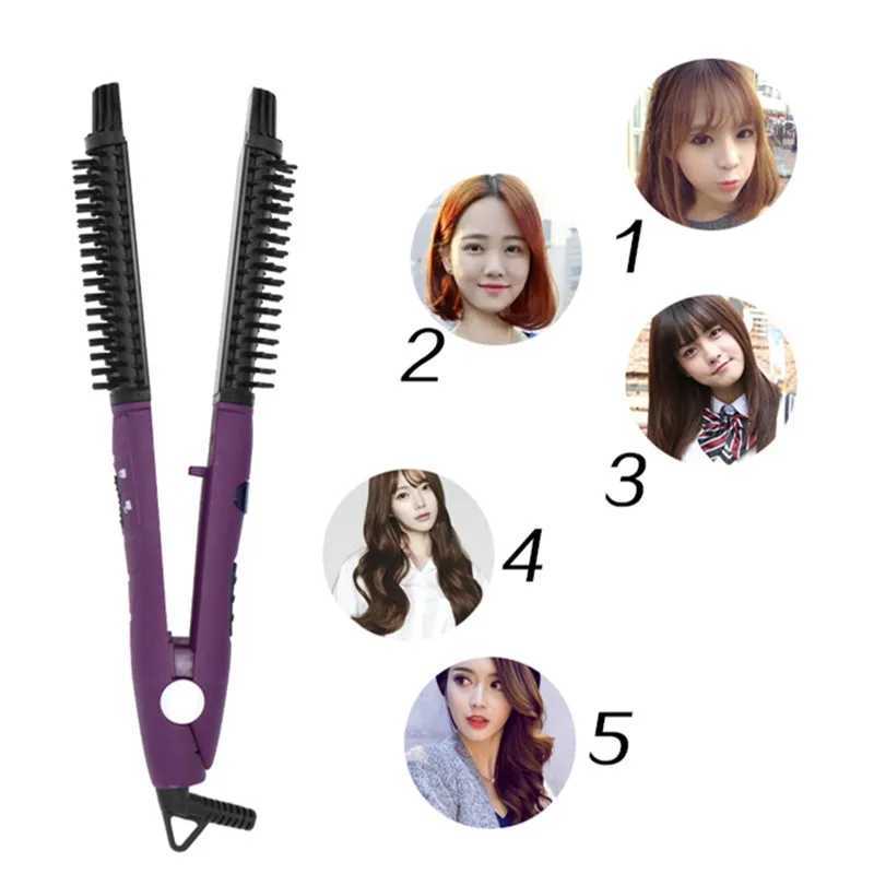 3 in 1 Hair Straightener and Curler Round Electric Hair Brush Professional Curling Iron W250814