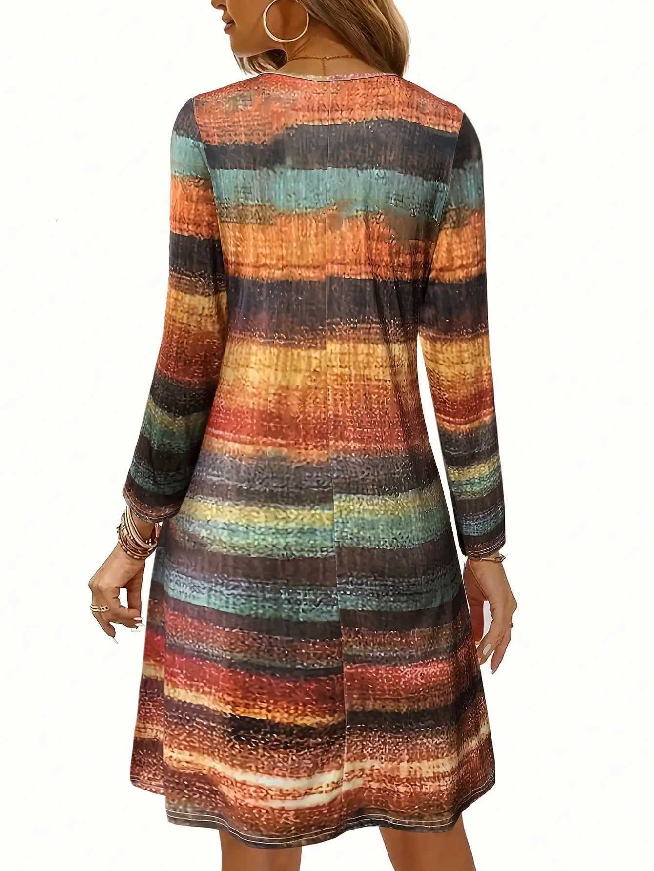 Spring New Arrival Geometric Pattern Long Sleeve Dress For Women XJ250814