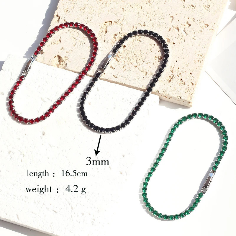 Colorful Crystal Tennis Bracelet for Women Waterproof Multicolor 3MM CZ Wedding Birthstone Hand Chain Jewelry Wholesale 250808
