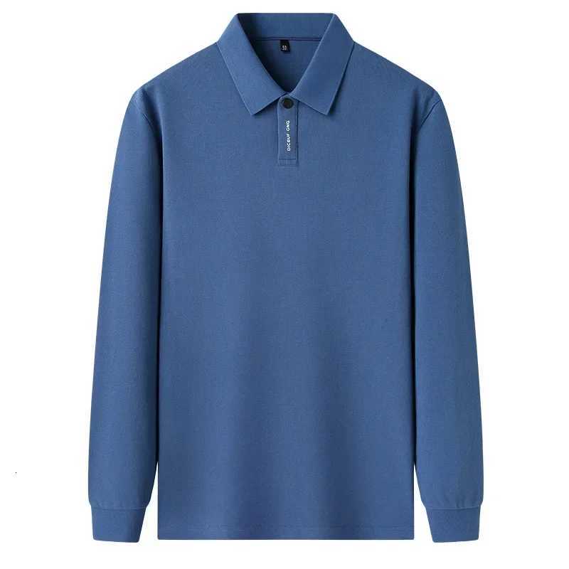 Spring and Autumn New Double-sided Beaded Long-sleeved T-shirt with Single Button Business Casual Mens Polo ShirtXJ250804