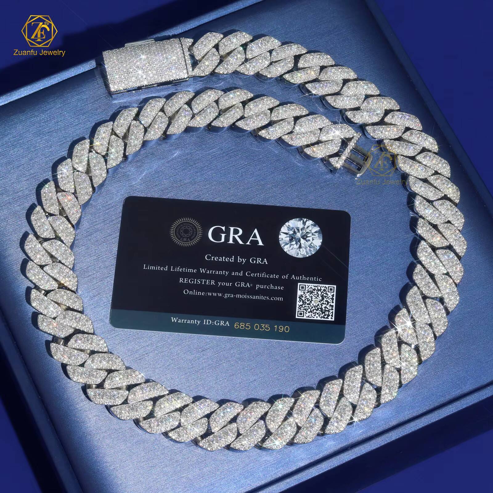 Dropshipping Silver Iced Out Cuban Link Moissanite Chain Hip Hop 18MM Wide Vvs Diamond Cuban Chain Necklace Bracelet