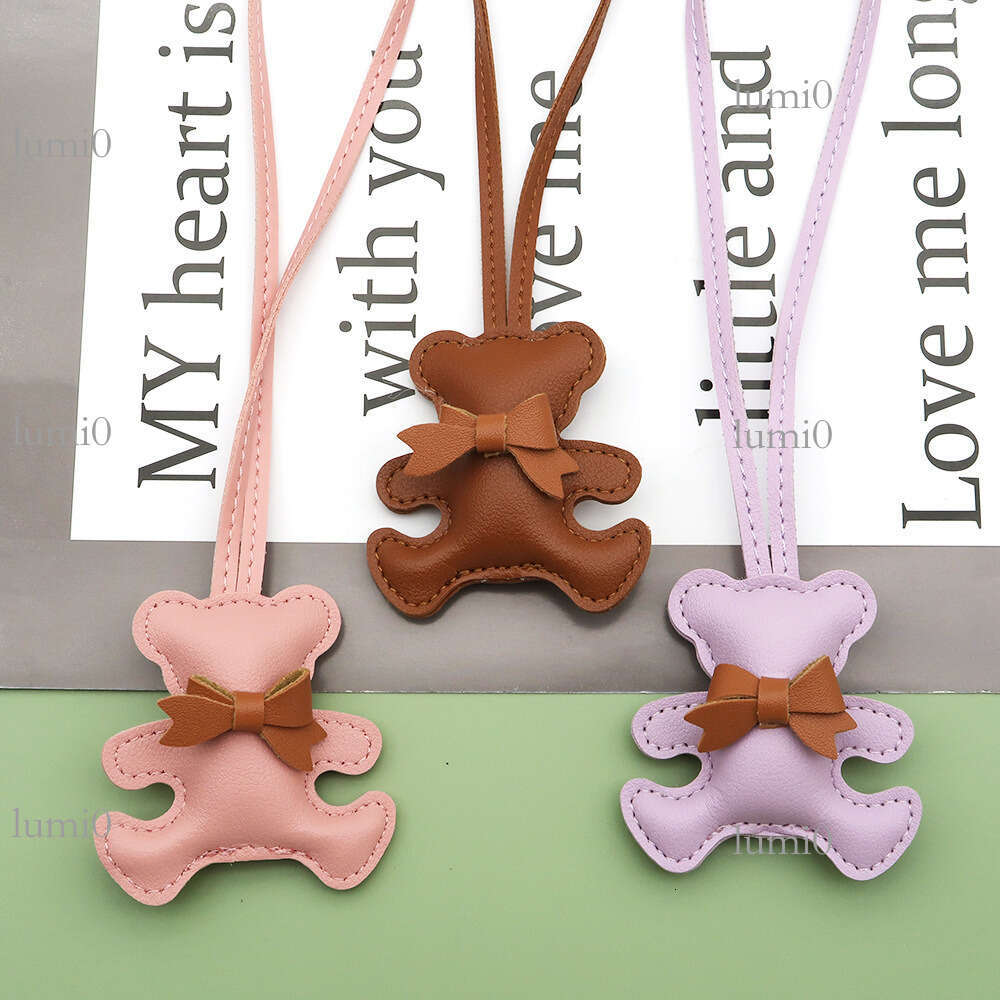 New Cute Little PU Leather Bag Pendant Creative Internet Celebrity Cotton-Filled Cartoon Bear Fashion Accessory