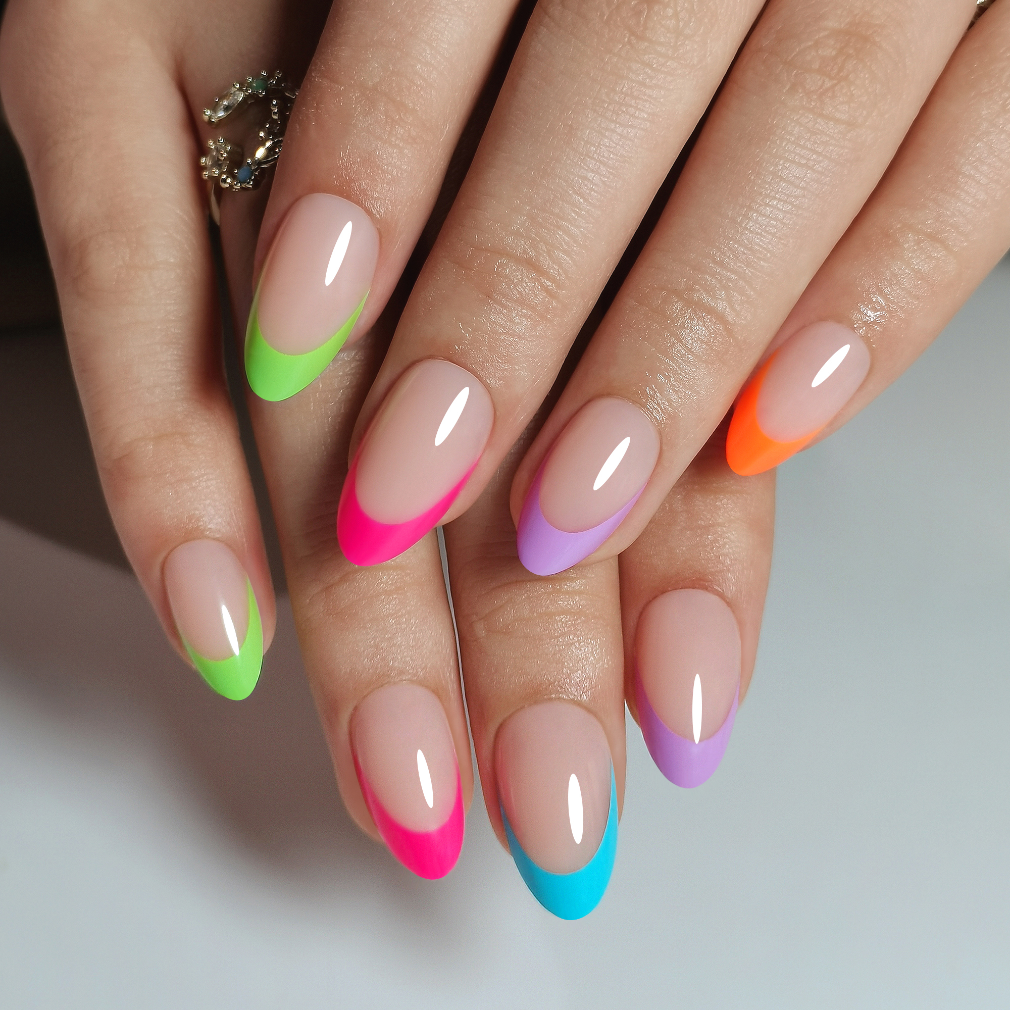 Premium French Acrylic Gel Nail Extensions with Adhesive - Professional Manicure Kit