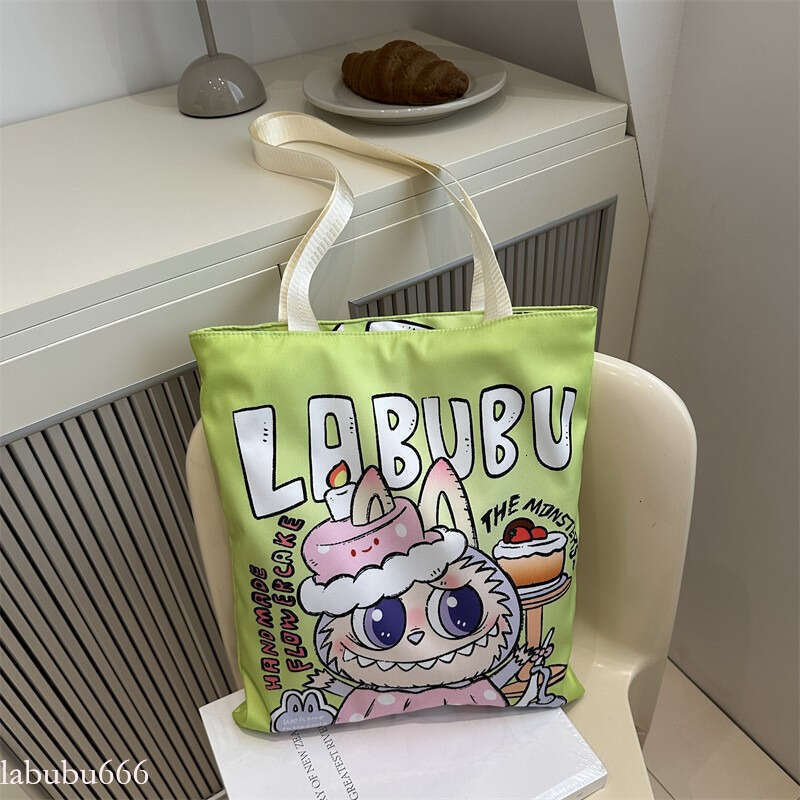 New Labubu Single Eco-friendly Canvas Casual Shoulder Shopping Internet Celebrity Bag Cartoon