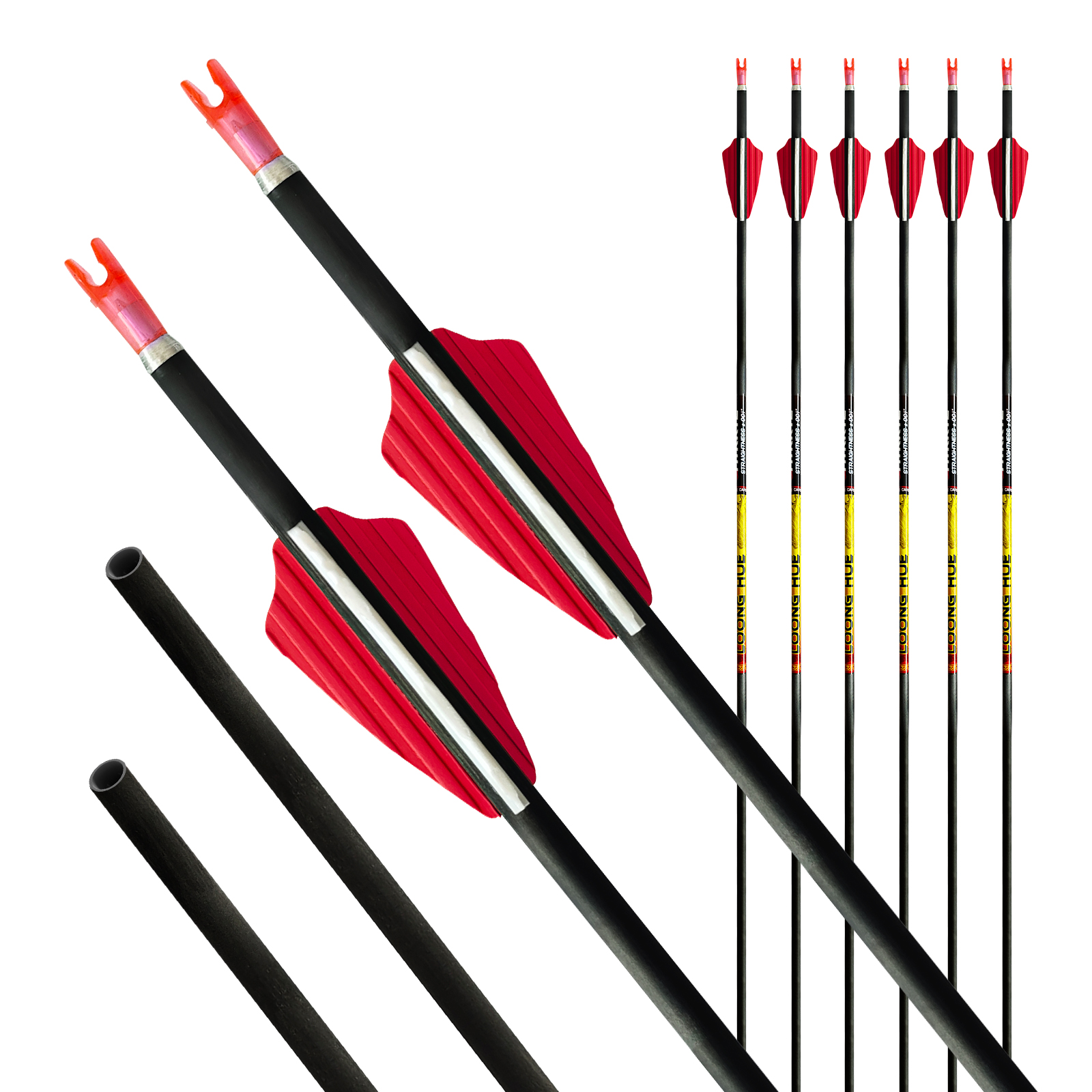 Spine 350-1500 Carbon Arrows without Arrowheads 31inch Carbon Fiber Hunting Arrows for Archery 4.2mm Training Arrows for Recurve Bow & Compound Bow 6P