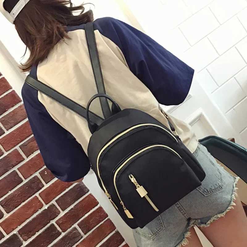 Women Backpack Travel Casual Waterproof Nylon Shoulder Bags Female Large Capacity Handbag Rucksack Black Purse Girls School Pack XJ250814