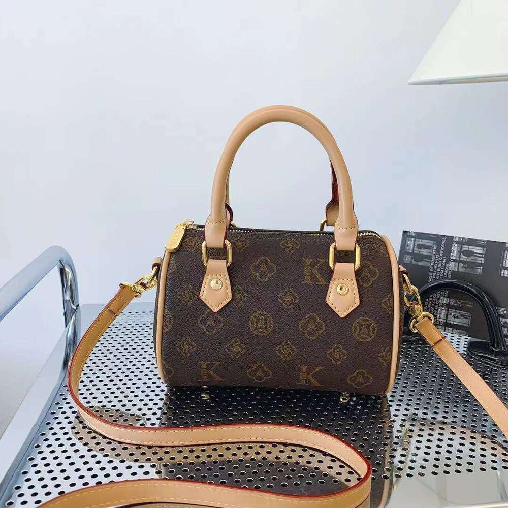 DHessentials Trendy Boston Pillow Bag - Stylish Crossbody Shoulder Bag for Women, Fashionable Casual Purse with Contrast Stitching (Brown/Beige)