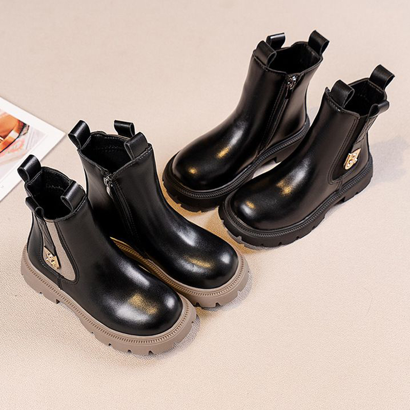 Winter Girls Boots Kids Shoes Girl Fall Fashion Toddler Boots British Child Winter Warm Waterproof Kidsnest Boy Ankle Boots Sizes US9C-US4Y