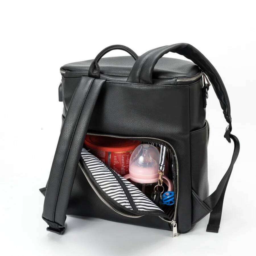 PU Leather Backpack Large Capacity Travel Carry Maternity Bag Stroller Organizer Nappy Changing Bags Diaper pad