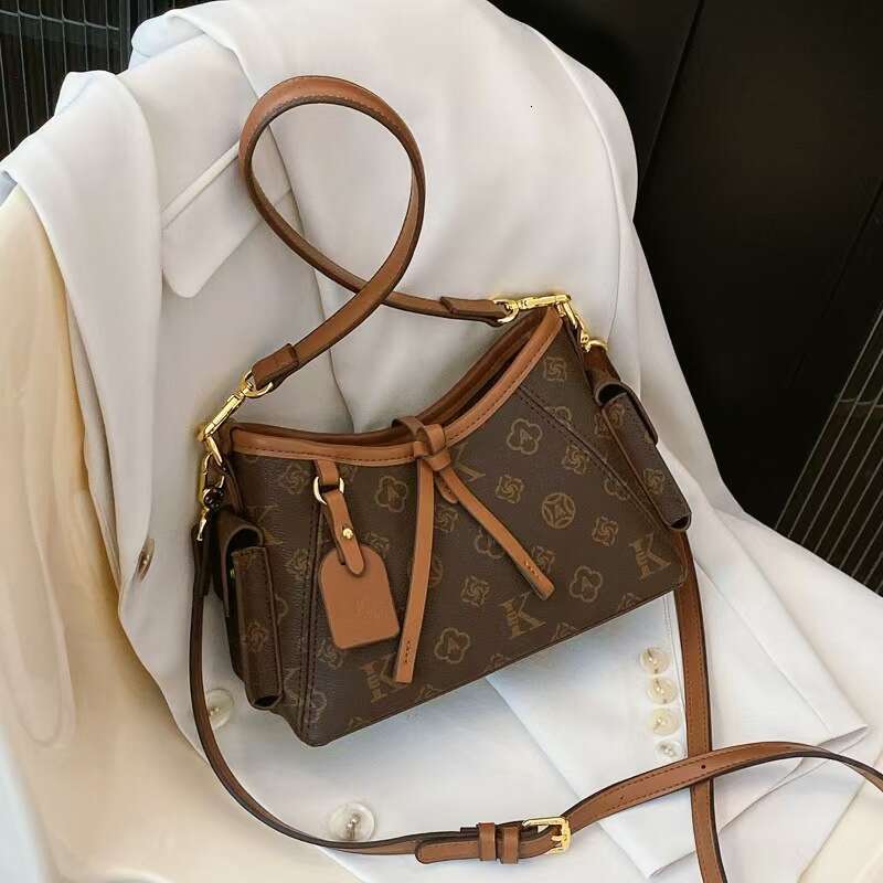 DHessentials Stylish Tote Bag for Women - Fashionable PVC Shoulder Bag with Check Print, Spacious Crossbody Purse (Brown/Beige)