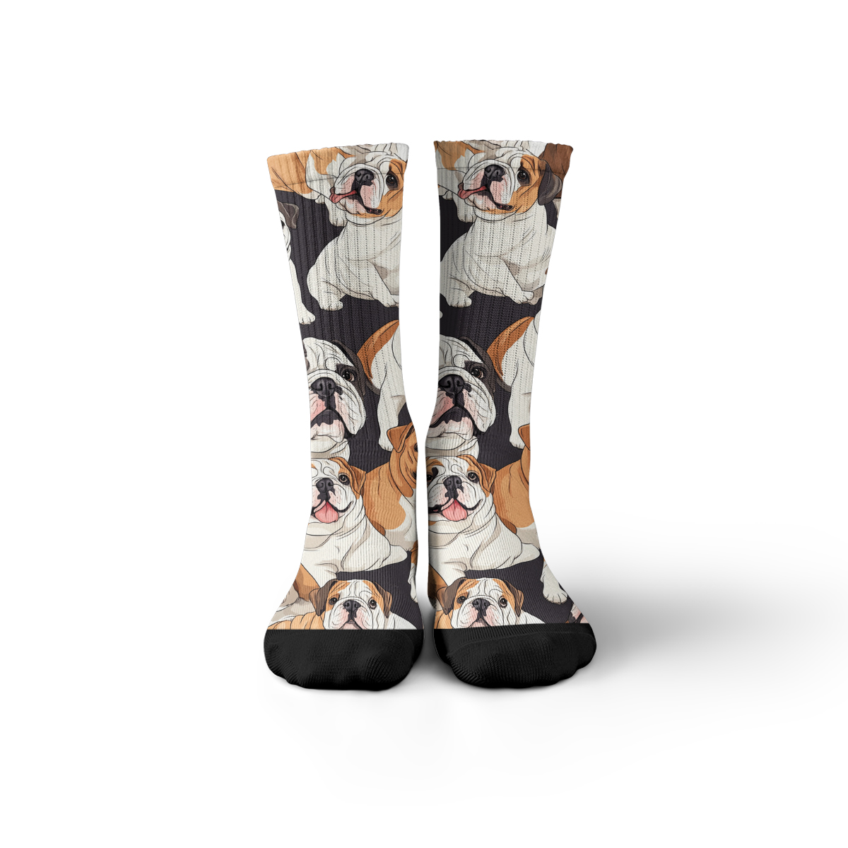 Cute English Bulldog Collage Unisex Tube Designer Socks C145